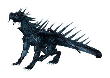 3D render masal Dragon beyaz