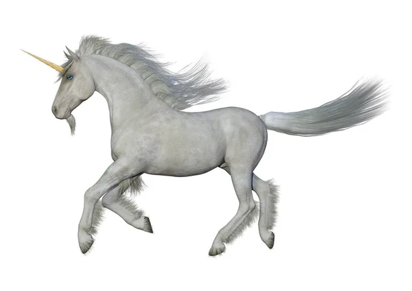 3D rendering sprookje White Unicorn op wit — Stockfoto