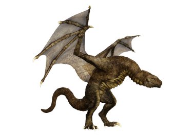 3D render masal Dragon beyaz