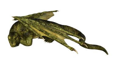 3D render masal Dragon beyaz