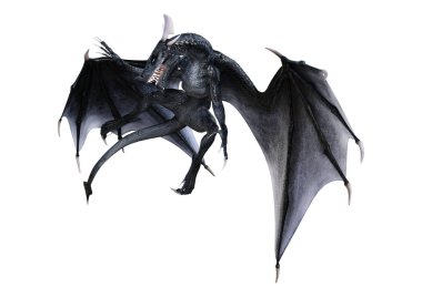 3D render masal Dragon beyaz