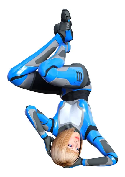 3D Rendering robot femminile su bianco — Foto Stock