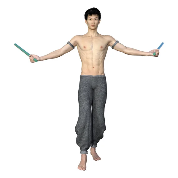 3D representación asiática hombre en blanco —  Fotos de Stock