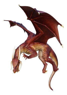 3D render masal Dragon beyaz