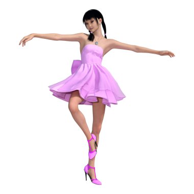 3d Rendering Asyalı Kız Beyaz