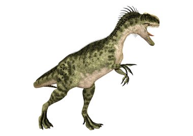 3D render dinozor Monolophosaurus beyaz