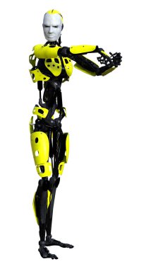 3D render erkek Robot üzerinde beyaz