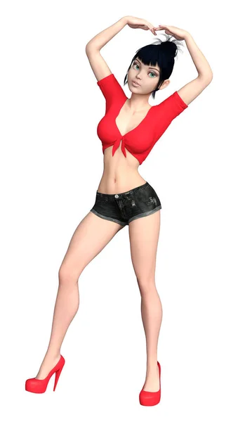 3D Rendering Pinup Girl on White — Stock Photo, Image