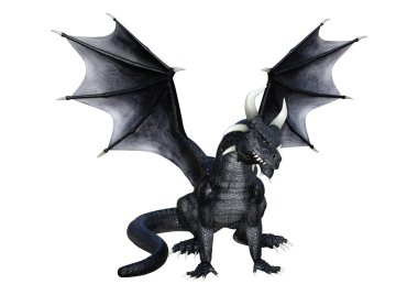 3D render masal Dragon beyaz