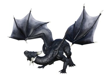 3D render masal Dragon beyaz