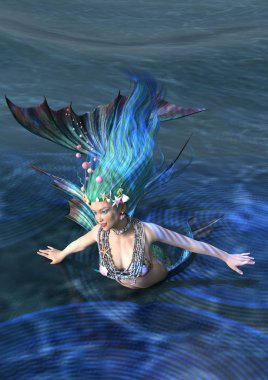 3D render peri masalı Mermaid