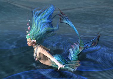 3D render peri masalı Mermaid