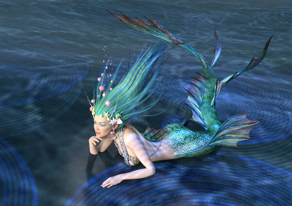 3D Rendering Fairy Tale Mermaid