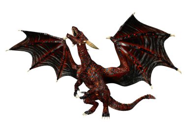 3D render masal Dragon beyaz