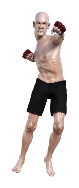 3D-rendering Senior man boxning på vit — Stockfoto