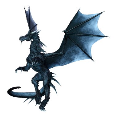 3D render masal Dragon beyaz