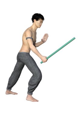 3D render Asya adam beyaz