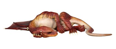 3D render masal Dragon beyaz