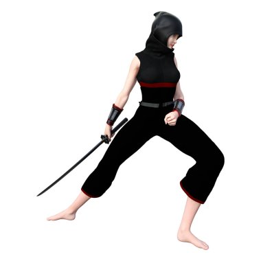 3D render erkek Ninja beyaz