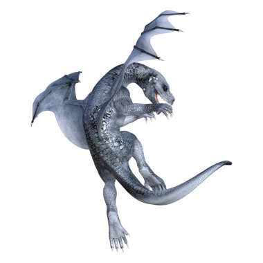 3D render masal Dragon beyaz