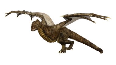 3D render masal Dragon beyaz