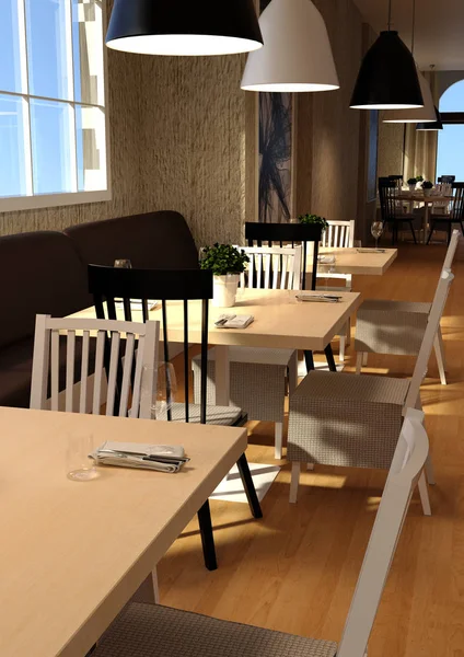 3D Rendering Cafe zona pranzo — Foto Stock