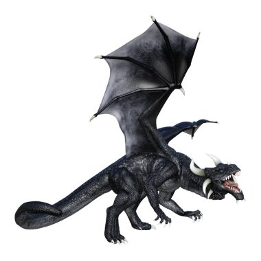 3D render masal Dragon beyaz