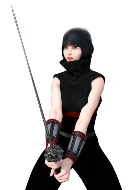 3D render erkek Ninja beyaz