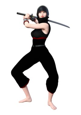 3D render erkek Ninja beyaz