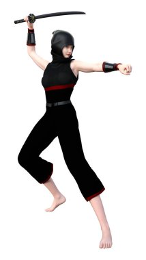 3D render erkek Ninja beyaz