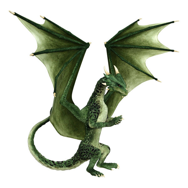 3D-рендеринг сказочного дракона на белом
