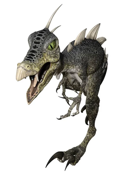 3D απόδοση φαντασία δεινόσαυρος σε λευκό — Φωτογραφία Αρχείου