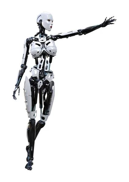 3D-Rendering Roboterin auf Weiß — Stockfoto
