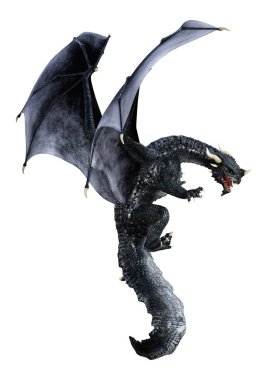 3D render masal Dragon beyaz