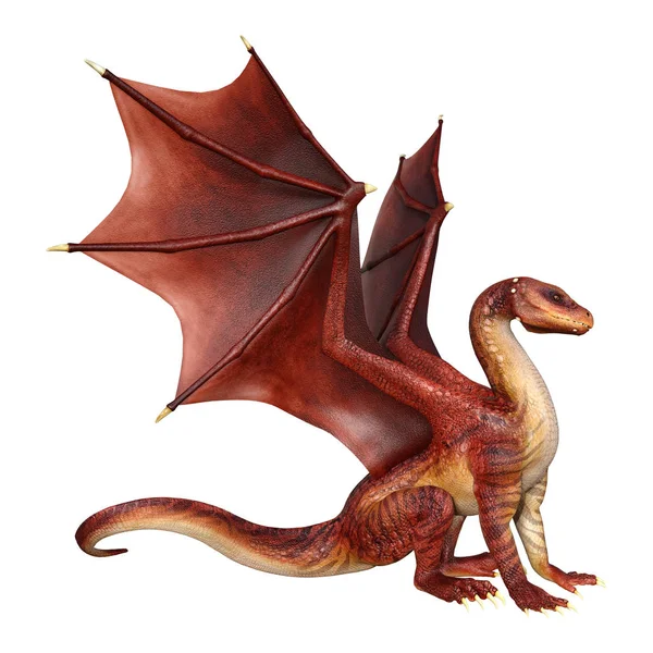 Dragón de cuento de hadas de representación 3D en blanco — Foto de Stock
