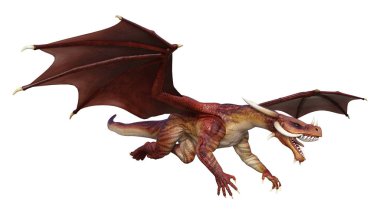 3D render masal Dragon beyaz