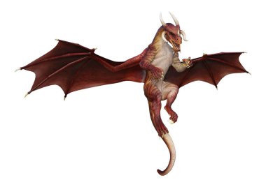 3D render masal Dragon beyaz