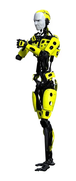 3D-Rendering männlicher Roboter auf weiß — Stockfoto