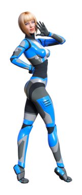 3D render kadın Robot üzerinde beyaz