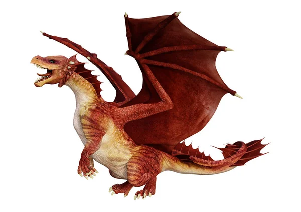 3D-рендеринг сказочного дракона на белом — стоковое фото