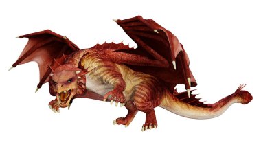 3D render masal Dragon beyaz