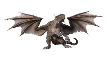 3D render masal Dragon beyaz
