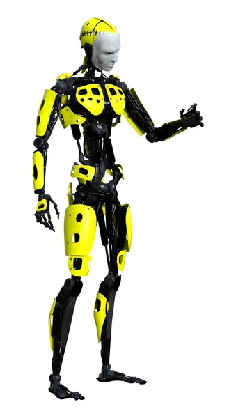 Robot masculino de renderización 3D en blanco — Foto de Stock
