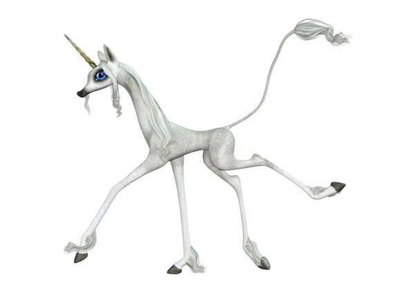 3D rendering sprookje White Unicorn op wit — Stockfoto