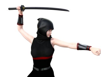 3D render erkek Ninja beyaz