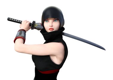 3D render erkek Ninja beyaz