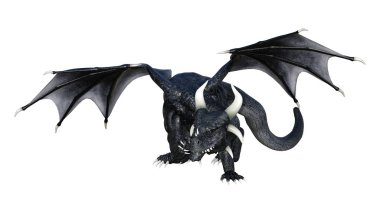 3D render masal Dragon beyaz