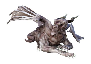 3D render masal Dragon beyaz