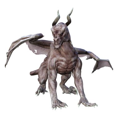 3D render masal Dragon beyaz