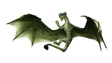3D render masal Dragon beyaz
